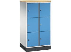 4059096894679 - INTRO Stahl-Schließfachschrank Fachhöhe 345 mm BxT 620 x 500 mm 6 Fächer Korpus lichtgrau Türen lichtblau