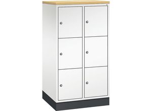 4061261150732 - INTRO Stahl-Schließfachschrank Fachhöhe 345 mm BxT 620 x 500 mm 6 Fächer Korpus reinweiß Türen reinweiß