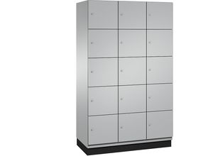 4059369469146 - CAMBIO Schließfachschrank mit Stahlblech-Türen 15 Fächer Breite 1200 mm Korpus weißaluminium   Tür weißaluminium