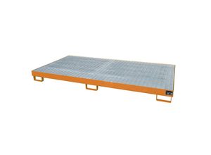 4052462030787 - eurokraft pro Regal-Bodenwanne 240 l Auffangvolumen LxBxH 2650 x 1300 x 210 mm mit Gitterrost orange lackiert