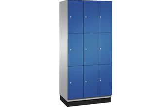 4059369456252 - CAMBIO Schließfachschrank mit Stahlblech-Türen 9 Fächer Breite 900 mm Korpus weißaluminium   Tür enzianblau