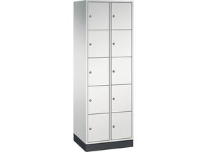 4025314711035 - INTRO Stahl-Schließfachschrank Fachhöhe 345 mm BxT 620 x 500 mm 10 Fächer Korpus lichtgrau Türen lichtgrau