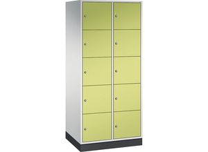 4061261151265 - INTRO Stahl-Schließfachschrank Fachhöhe 345 mm BxT 820 x 600 mm 10 Fächer Korpus lichtgrau Türen viridingrün