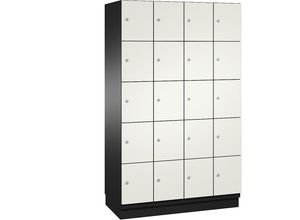 4059369443955 - CAMBIO Schließfachschrank mit Stahlblech-Türen 20 Fächer Breite 1200 mm Korpus schwarzgrau   Tür reinweiß