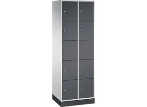 4051803734056 - INTRO Stahl-Schließfachschrank Fachhöhe 345 mm BxT 620 x 500 mm 10 Fächer Korpus lichtgrau Türen schwarzgrau