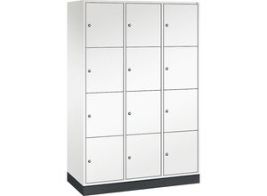 4051803749470 - INTRO Stahl-Schließfachschrank Fachhöhe 435 mm BxT 1220 x 500 mm 12 Fächer Korpus reinweiß Türen reinweiß