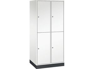 4061261140085 - INTRO doppelstöckiger Stahl-Garderobenschrank BxT 820 x 600 mm 4 Fächer Korpus reinweiß Türen reinweiß