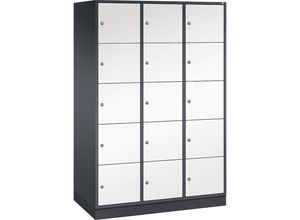 4061261151814 - INTRO Stahl-Schließfachschrank Fachhöhe 345 mm BxT 1220 x 600 mm 15 Fächer Korpus schwarzgrau Türen reinweiß