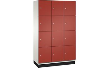 4059369463939 - CAMBIO Schließfachschrank mit Stahlblech-Türen 12 Fächer Breite 1200 mm Korpus reinweiß Tür feuerrot Fachhöhe 4625 mm 4059369463939 - CAMBIO Schließfachschrank mit Stahlblech-Türen 12 Fächer Breite 1200 mm Korpus reinweiß Tür feuerrot Fachhöhe 4625 mm