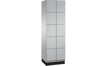 4059369468194 - CAMBIO Schließfachschrank mit Stahlblech-Türen 10 Fächer Breite 600 mm Korpus weißaluminium   Tür weißaluminium