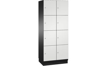 4059369459208 - CAMBIO Schließfachschrank mit Stahlblech-Türen 8 Fächer Breite 800 mm Korpus schwarzgrau   Tür lichtgrau