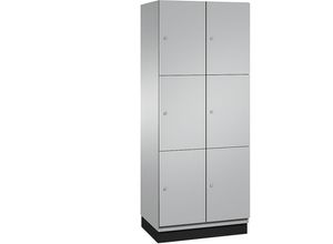 4059369455828 - CAMBIO Schließfachschrank mit Stahlblech-Türen 6 Fächer Breite 800 mm Korpus weißaluminium   Tür weißaluminium