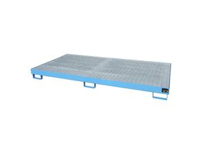 4052462030800 - eurokraft pro Regal-Bodenwanne 240 l Auffangvolumen LxBxH 2650 x 1300 x 210 mm mit Gitterrost blau lackiert