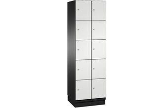 4059369468248 - CAMBIO Schließfachschrank mit Stahlblech-Türen 10 Fächer Breite 600 mm Korpus schwarzgrau   Tür lichtgrau