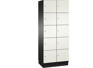 4059369443351 - CAMBIO Schließfachschrank mit Stahlblech-Türen 10 Fächer Breite 800 mm Korpus schwarzgrau   Tür reinweiß