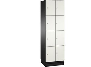 4059369444792 - CAMBIO Schließfachschrank mit Stahlblech-Türen 8 Fächer Breite 600 mm Korpus schwarzgrau   Tür reinweiß