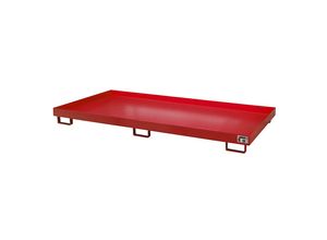 4052462037243 - eurokraft pro Regal-Bodenwanne 240 l Auffangvolumen LxBxH 2650 x 1300 x 210 mm ohne Gitterrost rot lackiert