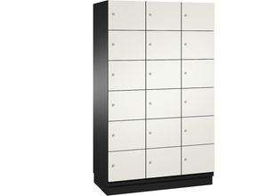 4059369472658 - CAMBIO Schließfachschrank mit Stahlblech-Türen 18 Fächer Breite 1200 mm Korpus schwarzgrau   Tür reinweiß