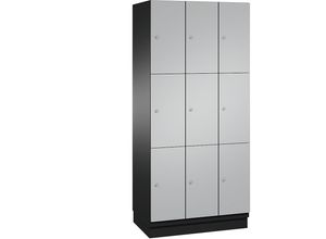 4059369456320 - CAMBIO Schließfachschrank mit Stahlblech-Türen 9 Fächer Breite 900 mm Korpus schwarzgrau   Tür weißaluminium