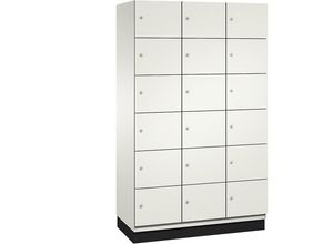 4059369472528 - CAMBIO Schließfachschrank mit Stahlblech-Türen 18 Fächer Breite 1200 mm Korpus reinweiß   Tür reinweiß