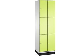 4059369455309 - CAMBIO Schließfachschrank mit Stahlblech-Türen 6 Fächer Breite 600 mm Korpus lichtgrau   Tür viridingrün