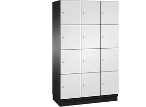 4059369464059 - CAMBIO Schließfachschrank mit Stahlblech-Türen 12 Fächer Breite 1200 mm Korpus schwarzgrau   Tür lichtgrau Fachhöhe 4625 mm