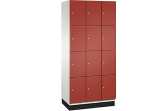 4059369463182 - CAMBIO Schließfachschrank mit Stahlblech-Türen 12 Fächer Breite 900 mm Korpus reinweiß Tür feuerrot 4059369463182 - CAMBIO Schließfachschrank mit Stahlblech-Türen 12 Fächer Breite 900 mm Korpus reinweiß Tür feuerrot