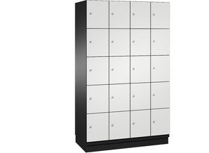 4059369469955 - CAMBIO Schließfachschrank mit Stahlblech-Türen 20 Fächer Breite 1200 mm Korpus schwarzgrau   Tür lichtgrau