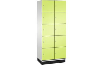 4059369443368 - CAMBIO Schließfachschrank mit Stahlblech-Türen 10 Fächer Breite 800 mm Korpus lichtgrau   Tür viridingrün