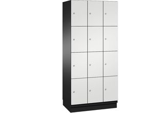 4059369463311 - CAMBIO Schließfachschrank mit Stahlblech-Türen 12 Fächer Breite 900 mm Korpus schwarzgrau   Tür lichtgrau