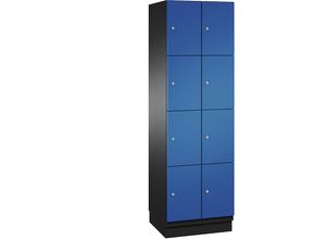 4059369458751 - CAMBIO Schließfachschrank mit Stahlblech-Türen 8 Fächer Breite 600 mm Korpus schwarzgrau   Tür enzianblau