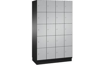 4059369469931 - CAMBIO Schließfachschrank mit Stahlblech-Türen 20 Fächer Breite 1200 mm Korpus schwarzgrau   Tür weißaluminium