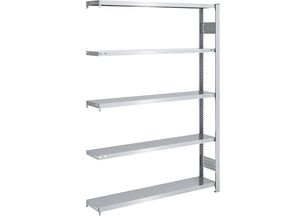 4250623790338 - eurokraft pro Lager-Steckregal verzinkt HxB 2000 x 1300 mm mit 5 Stahlböden Anbauregal Fachlast 200 kg Tiefe 300 mm 4250623790338 - eurokraft pro Lager-Steckregal verzinkt HxB 2000 x 1300 mm mit 5 Stahlböden Anbauregal Fachlast 200 kg Tiefe 300 mm