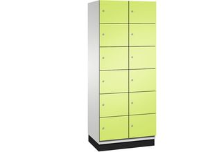 4059369472139 - CAMBIO Schließfachschrank mit Stahlblech-Türen 12 Fächer Breite 800 mm Korpus lichtgrau   Tür viridingrün