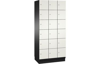 4059369645496 - CAMBIO Schließfachschrank mit Stahlblech-Türen 18 Fächer Breite 900 mm Korpus schwarzgrau   Tür reinweiß