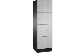 4059369458737 - CAMBIO Schließfachschrank mit Stahlblech-Türen 8 Fächer Breite 600 mm Korpus schwarzgrau   Tür weißaluminium