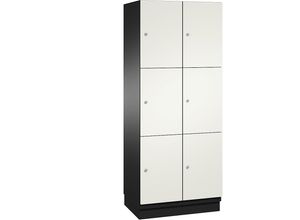 4059369455927 - CAMBIO Schließfachschrank mit Stahlblech-Türen 6 Fächer Breite 800 mm Korpus schwarzgrau   Tür reinweiß