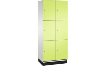 4059369455859 - CAMBIO Schließfachschrank mit Stahlblech-Türen 6 Fächer Breite 800 mm Korpus lichtgrau   Tür viridingrün