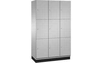 4059369456627 - CAMBIO Schließfachschrank mit Stahlblech-Türen 9 Fächer Breite 1200 mm Korpus weißaluminium   Tür weißaluminium