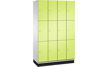 4059369457075 - CAMBIO Schließfachschrank mit Stahlblech-Türen 12 Fächer Breite 1200 mm Korpus lichtgrau   Tür viridingrün Fachhöhe 6166 mm