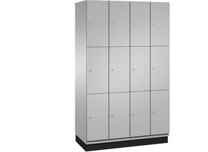 4059369457051 - CAMBIO Schließfachschrank mit Stahlblech-Türen 12 Fächer Breite 1200 mm Korpus weißaluminium   Tür weißaluminium Fachhöhe 6166 mm