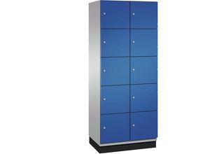 4059369468507 - CAMBIO Schließfachschrank mit Stahlblech-Türen 10 Fächer Breite 800 mm Korpus weißaluminium   Tür enzianblau