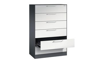4059096854345 - Karteischrank ASISTO Höhe 1292 mm mit 6 Schüben DIN A5 quer schwarzgrau lichtgrau 4059096854345 - Karteischrank ASISTO Höhe 1292 mm mit 6 Schüben DIN A5 quer schwarzgrau lichtgrau