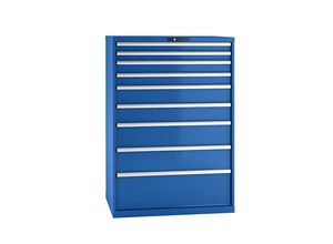 7612269043655 - LISTA Schubladenschrank Stahlblech HxB 1450 x 1023 mm 9 Schubladen Tragkraft 75 kg enzianblau