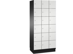 4059369645625 - CAMBIO Schließfachschrank mit Stahlblech-Türen 18 Fächer Breite 900 mm Korpus schwarzgrau   Tür lichtgrau