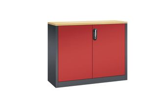 4060061358942 - ACURADO Akten-Sideboard 2 Ordnerhöhen HxBxT 1000 x 1200 x 400 mm schwarzgrau   feuerrot