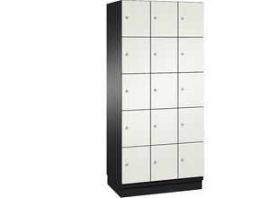 4059369444228 - CAMBIO Schließfachschrank mit Stahlblech-Türen 15 Fächer Breite 900 mm Korpus schwarzgrau   Tür reinweiß