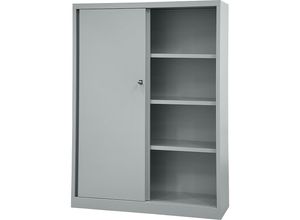 0796376586407 - Schiebetürenschrank ECO 3 Fachböden 4 OH Farbe silber H 1637 x B 1200 x T 430 mm