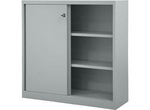 0796376586377 - Schiebetürenschrank ECO 2 Fachböden 3 OH Farbe silber H 1181 x B 1200 x T 430 mm