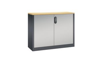 4055404480541 - ACURADO Akten-Sideboard 2 Ordnerhöhen HxBxT 1000 x 1200 x 400 mm schwarzgrau   weißaluminium